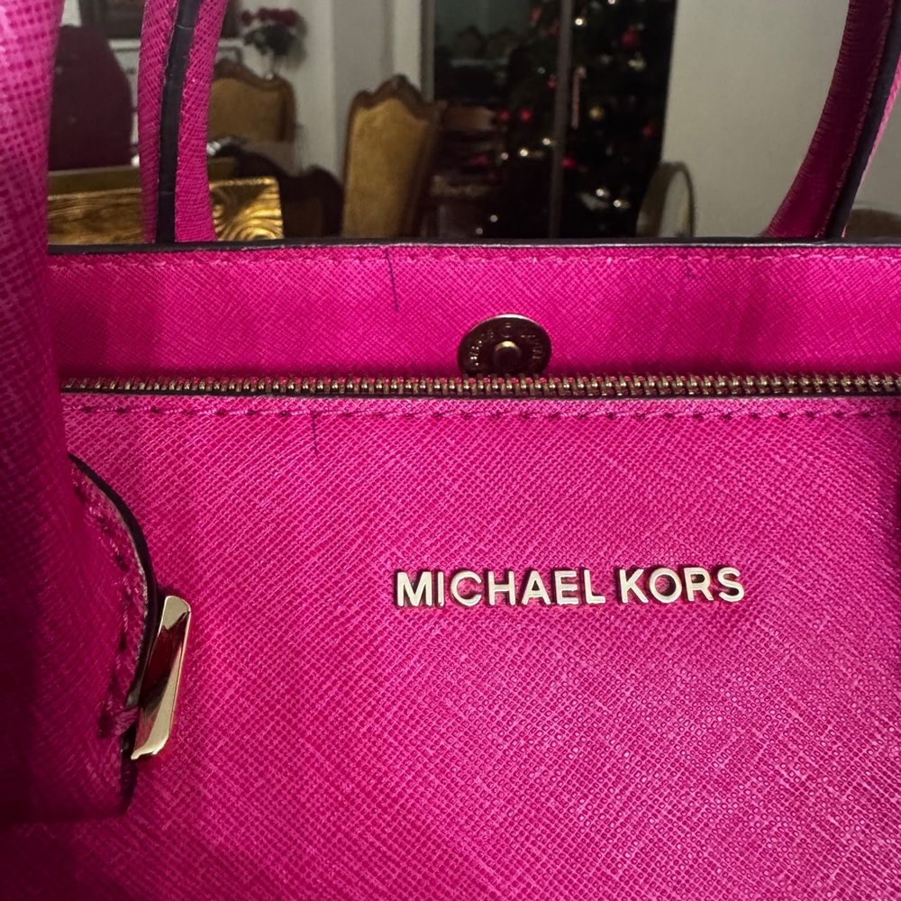 Michael Kors Fuchsia Saffiano Leather Satchel - Picture 2 of 9